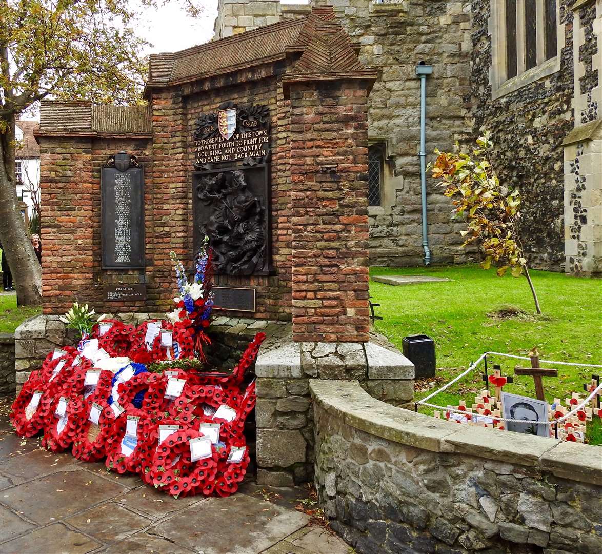 Sandwich War Memorial on the centenary of the end of the First World War