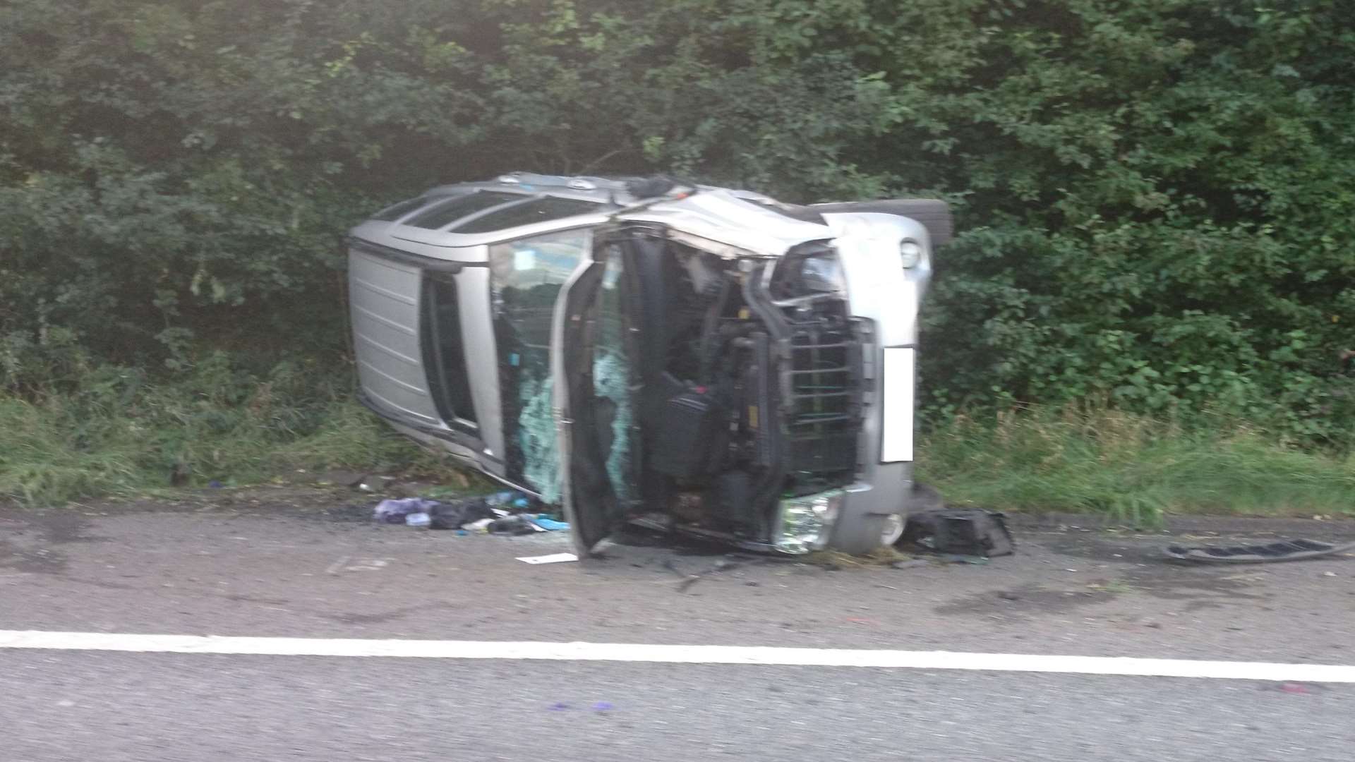 The overturned car on the M2.
