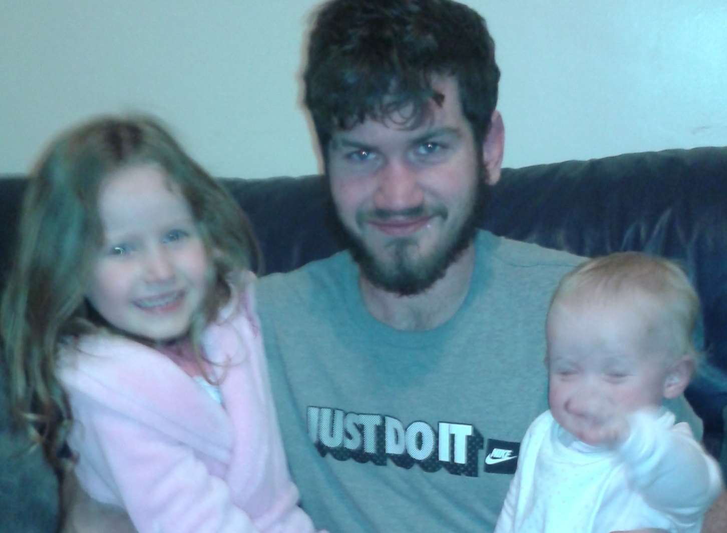 Daniel Pude with his nieces Caitlin, 4, and one-year-old Ava