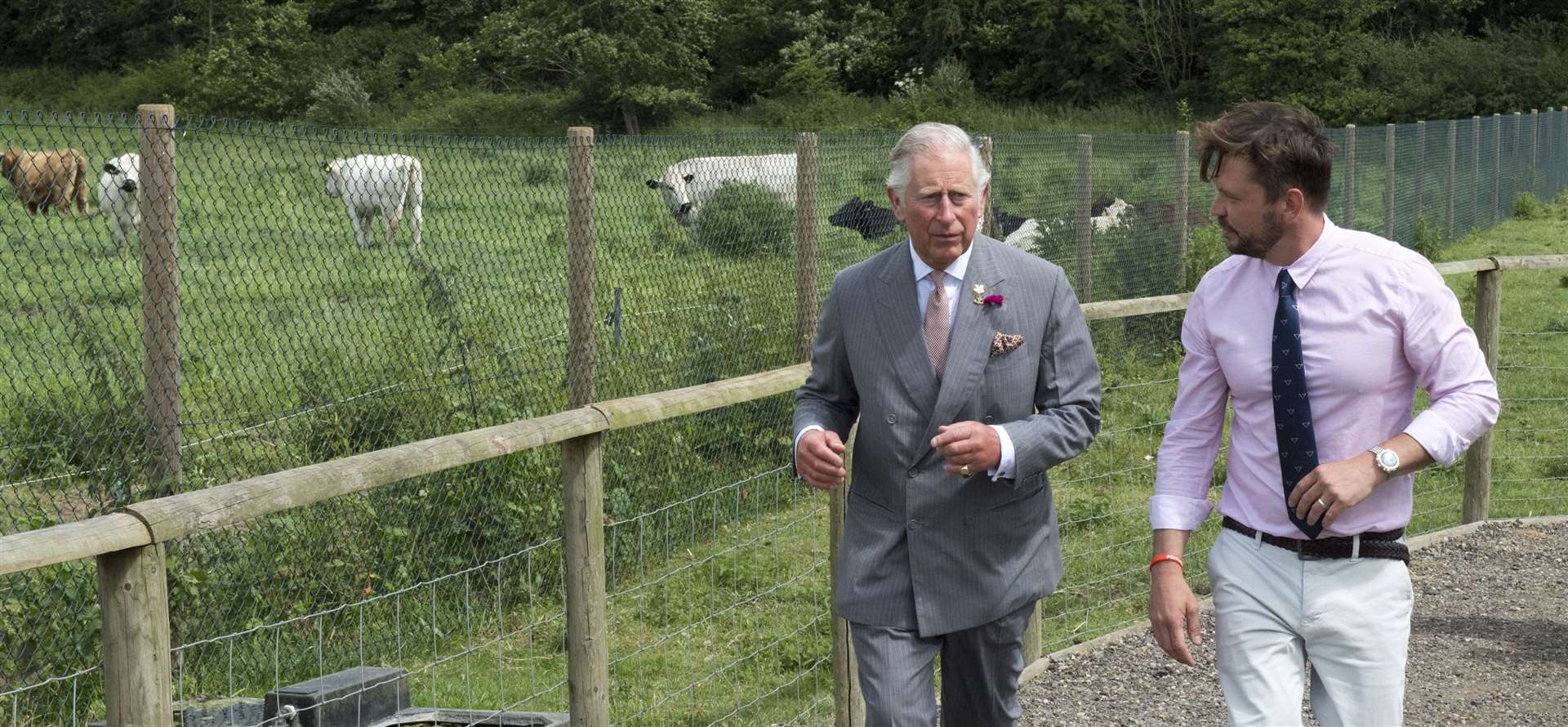 The then-Prince of Wales with Jimmy Doherty during a visit to Jimmy’s Farm in Ipswich (Arthur Edwards/The Sun/PA)