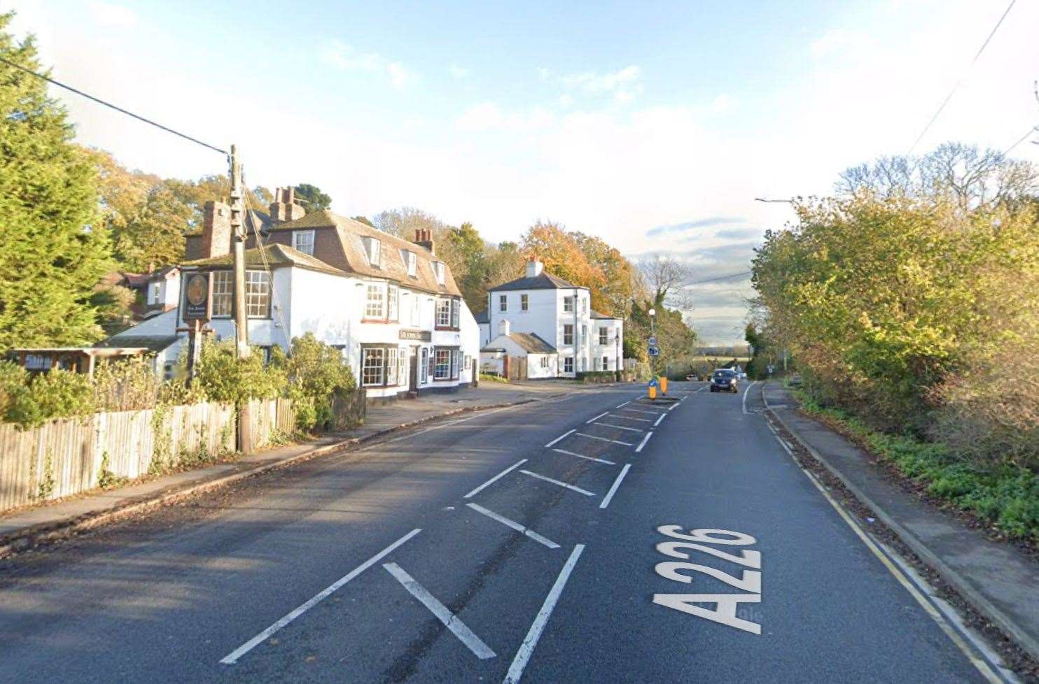 There has been an accident involving two vehicles along the A226 Gravesend Road in Higham. Picture: Google