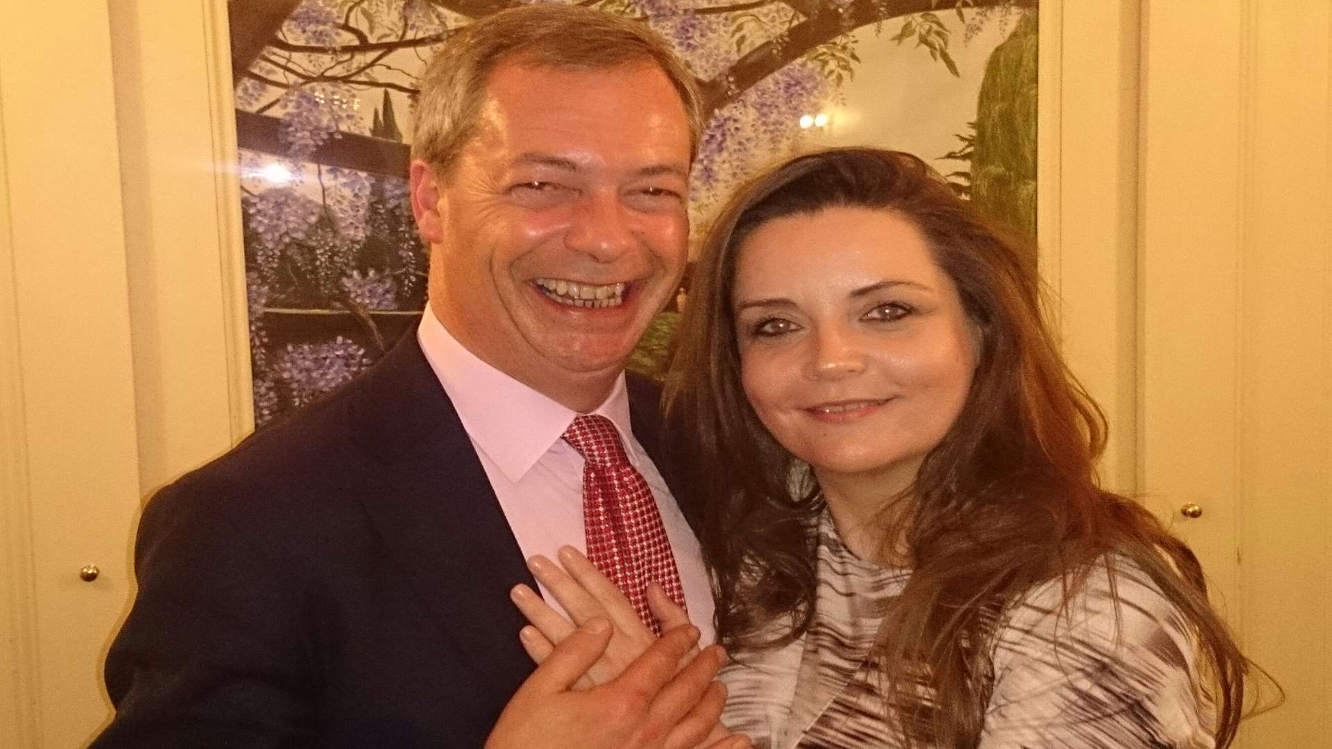 UKIP leader Nigel Farage with Elizabeth Jones