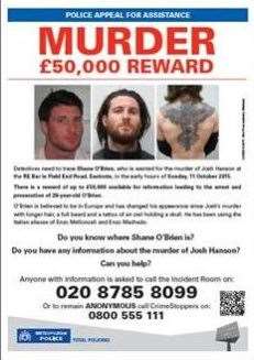 A 50k reward was put up for Shane O'Brien. Picture: Metropolitan Police