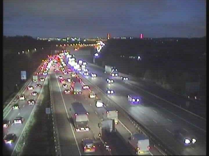There were severe delays due to an accident between Junction 3 and Junction 2 near Dartford. Picture: National Highways