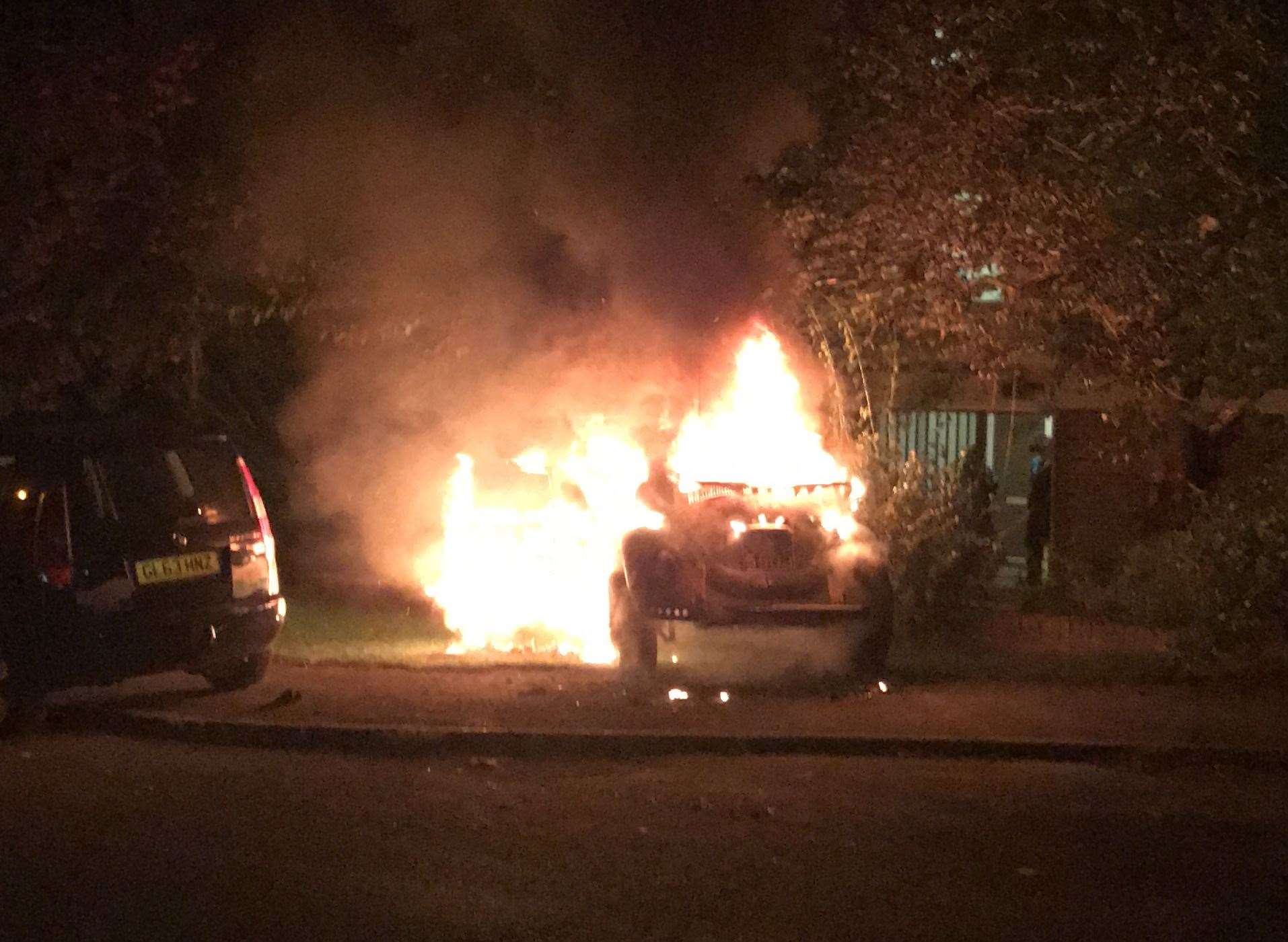 The car was set alight in Fernhill Road, Barming