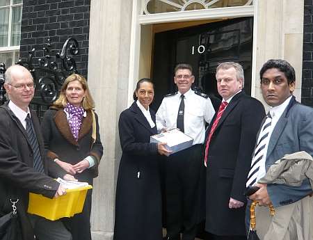 Campaigners hand in the petition to 10 Downing Street on Monday. Picture: Mary Graham