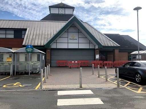 Barriers have been placed outside the Morrisons store in Sutton Road, Maidstone