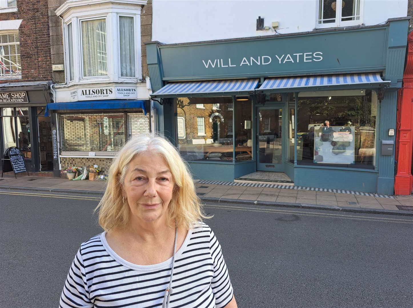 Caroline Yates of the Will and Yates Gallery in Deal, next to Allsorts