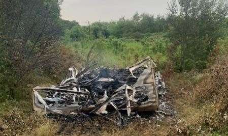 One of the two mobile homes off Birling Road, Leybourne, which went up in flames on Tuesday morning. Picture: Tommy Smith