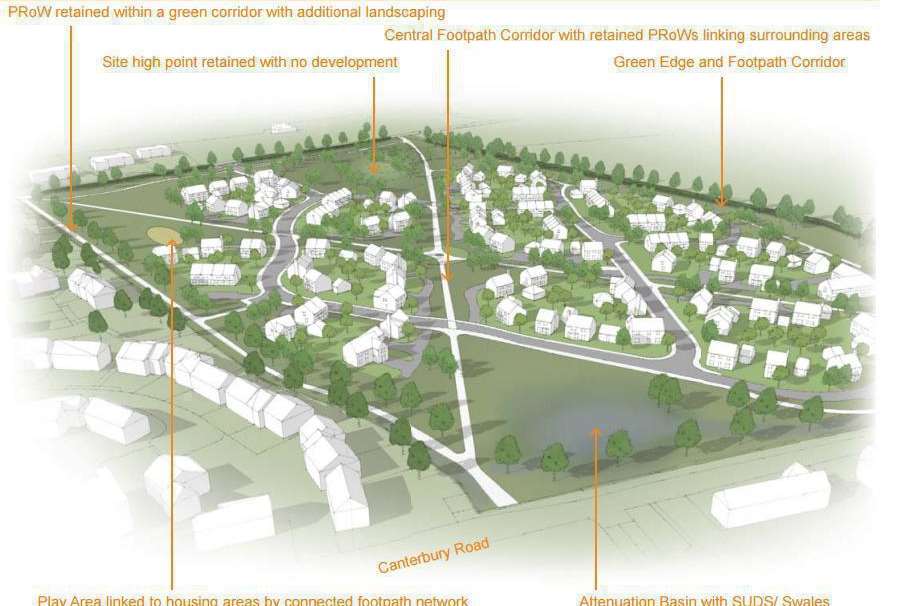 Gladman Developments submitted plans for 125 homes in Brabourne Lees
