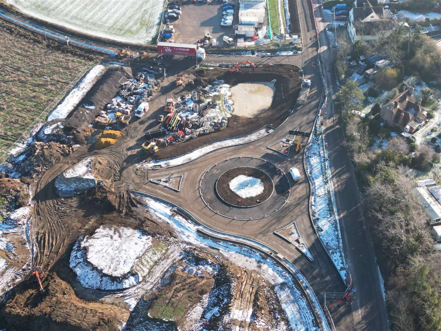 The northern roundabout in Bullockstone Road, Herne Bay, will connect to a new route running through 800-home estate Strode Farm. Picture: Barry Goodwin