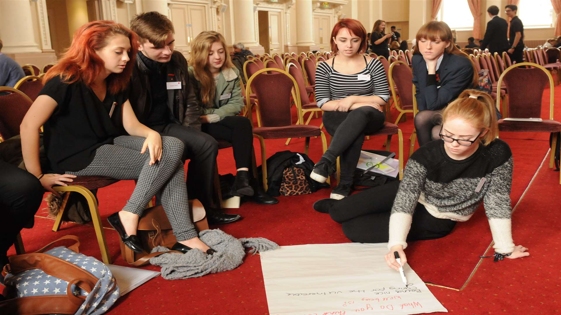 Emily Guest leads the discussion on community well-being. Picture: Steve Crispe.