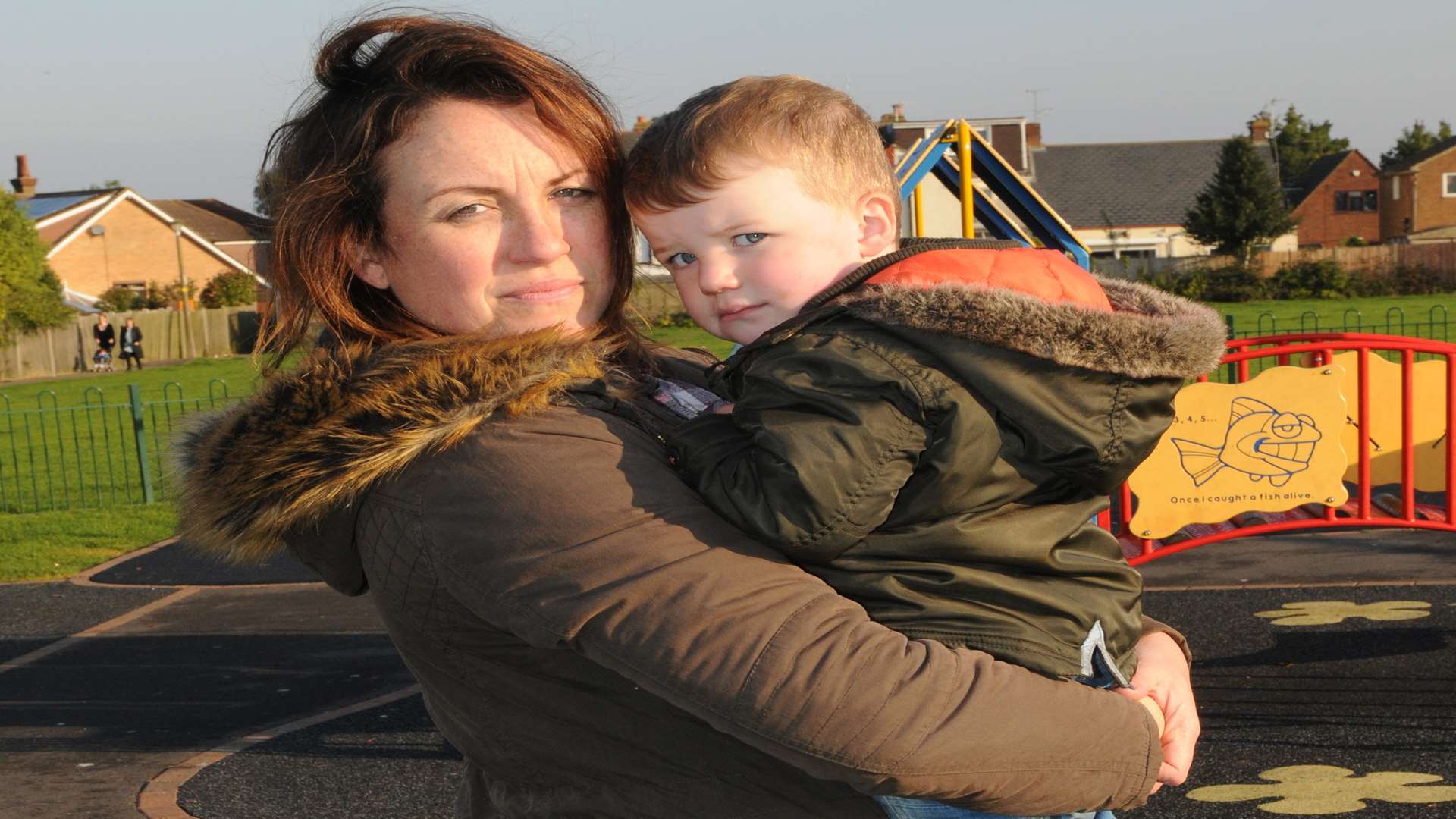 Rachel Elphick and Harrison Milliner are worried about using the playground