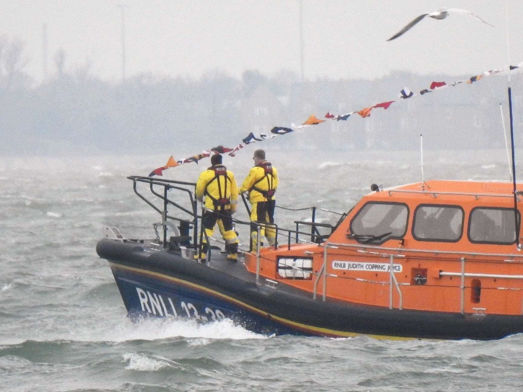 The new Sheerness RNLI Shannon-class lifeboat the Judith Copping Joyce arriving off Sheppey. Picture: Adam Young