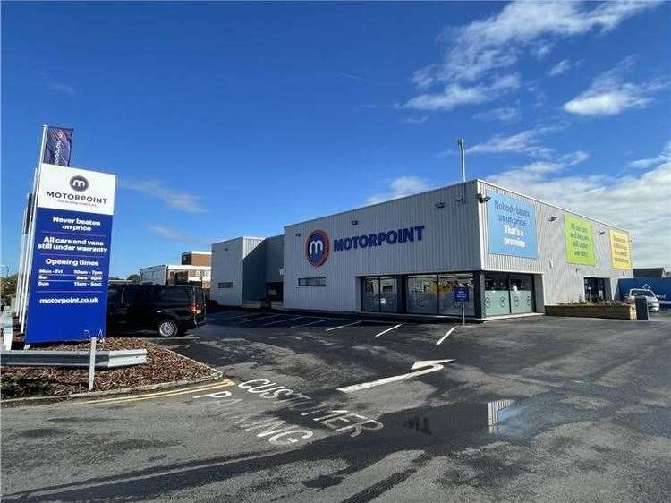 Motorpoint showroom in Bircholt Road, Park Wood, Maidstone, is on the market for £3.5million. Picture: Sibley Pares
