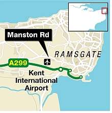The crash happened at around 6.20am Monday in Manston Road, Ramsgate. Graphic: Ashley Austen