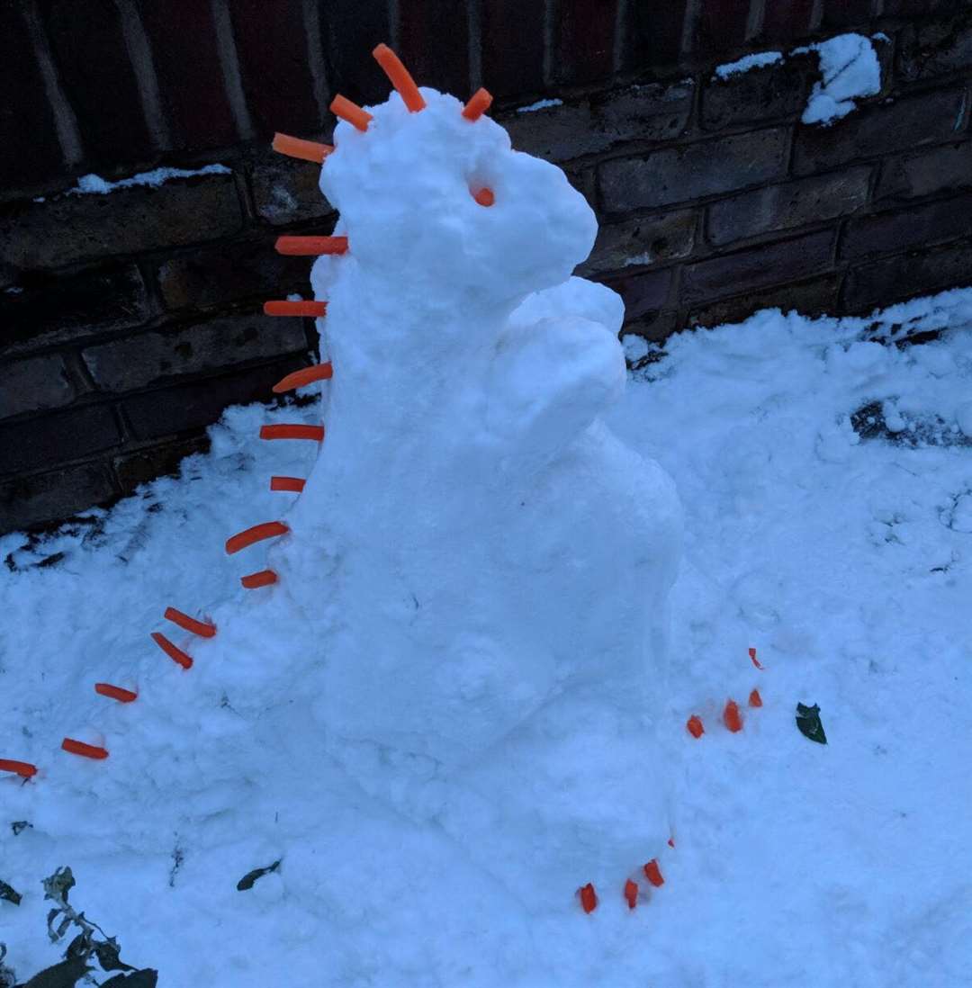 This Tyranno-snow-rus Rex was made in Strood by Jo Hovenden and Cliodhna Meehan
