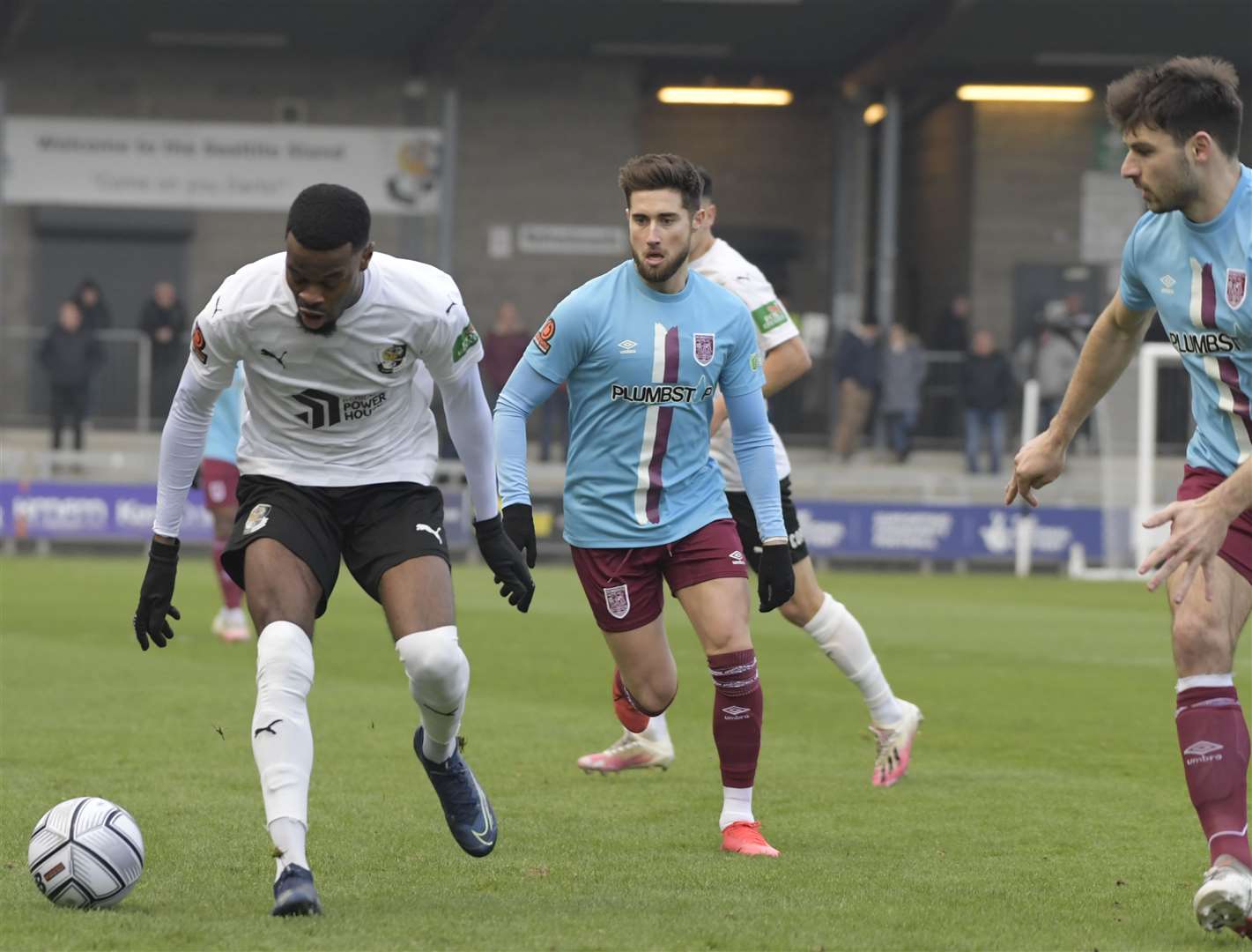 Kalvin Kalala on the ball during Dartford's FA Trophy fourth round tie with Weymouth. Picture: Barry Goodwin (54284066)