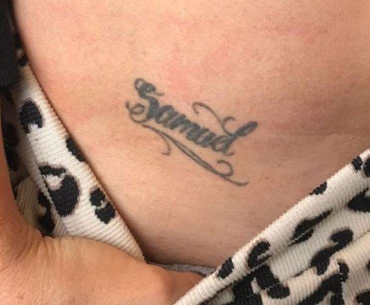 The original small name tattoo the customer wanted covered