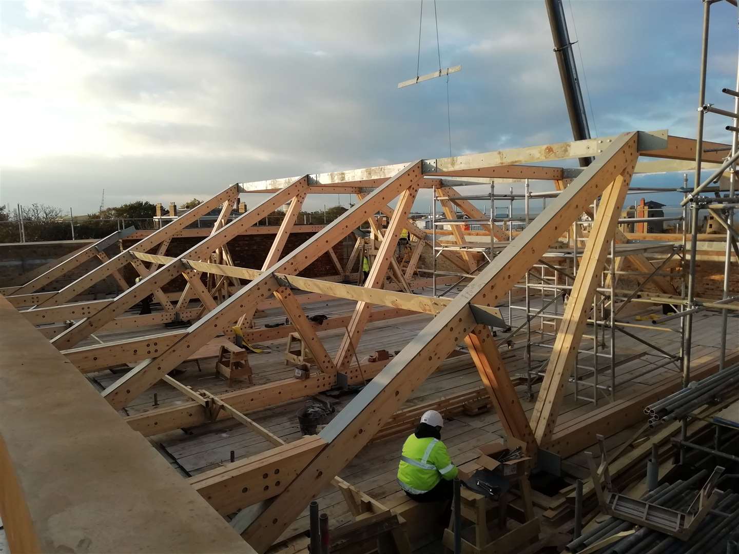 New wooden roof trusses are now in place at the former Sheerness Dockyard church in Blue Town