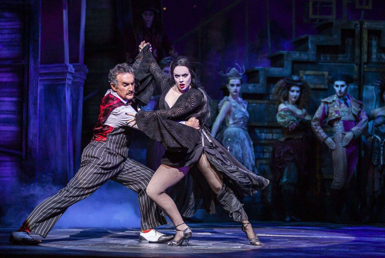Cameron Blakely and Joanne Clifton star in the Addams Family musical. Picture: Pamela Raith.