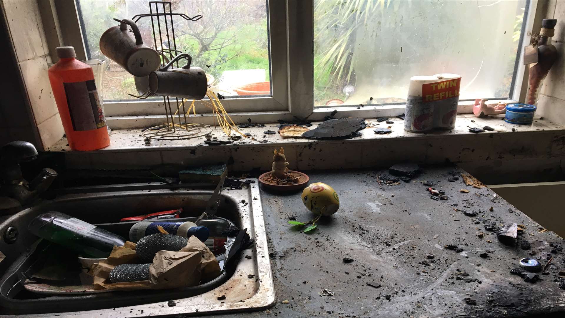 The fire has completely ruined the kitchen of Sharon Carr's home