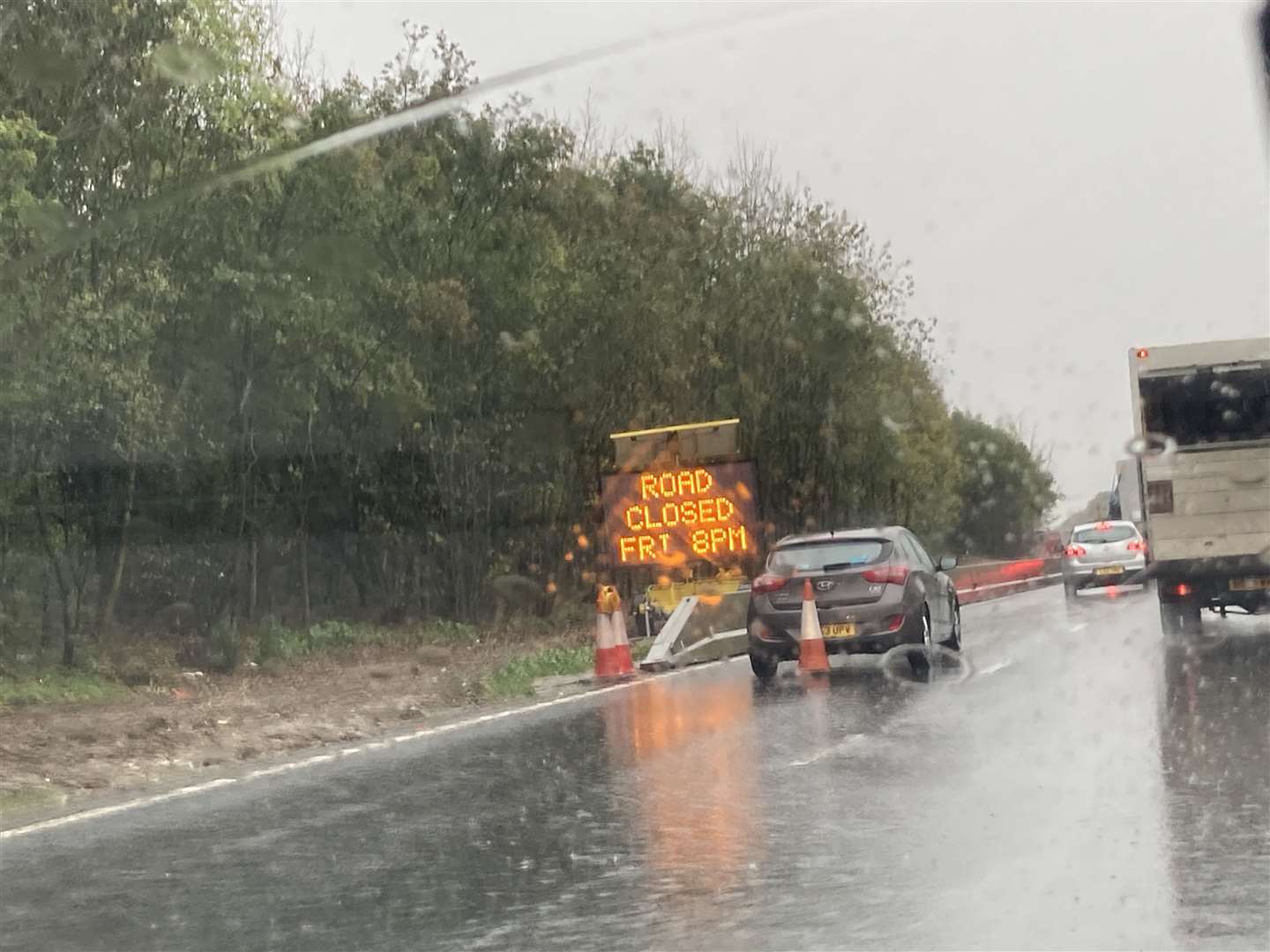A soggy A249 near the Stockbury Roundabout. Picture: John Nurden