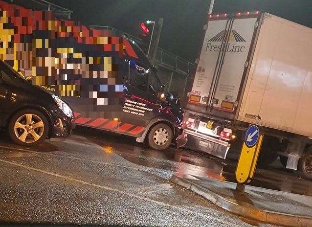 Police are appealing for information about a van and lorry crash in Mill Way, Sittingbourne. Picture: Matt Whinney