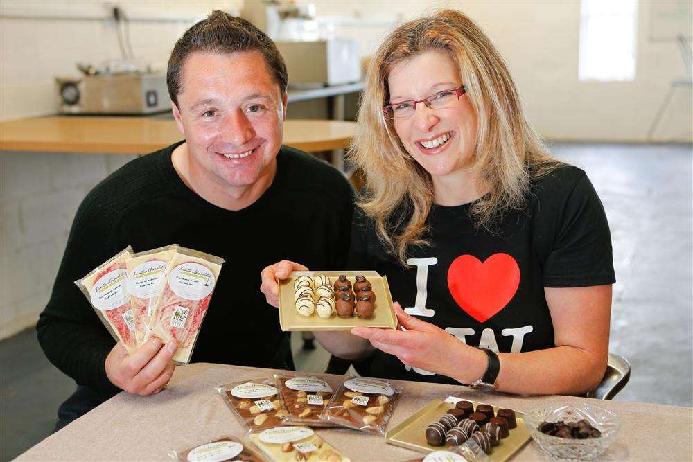 Debbie Carter runs a chocolate business, Linton Chocolates. Pictured with her husband Lee. Picture by: Matthew Walker