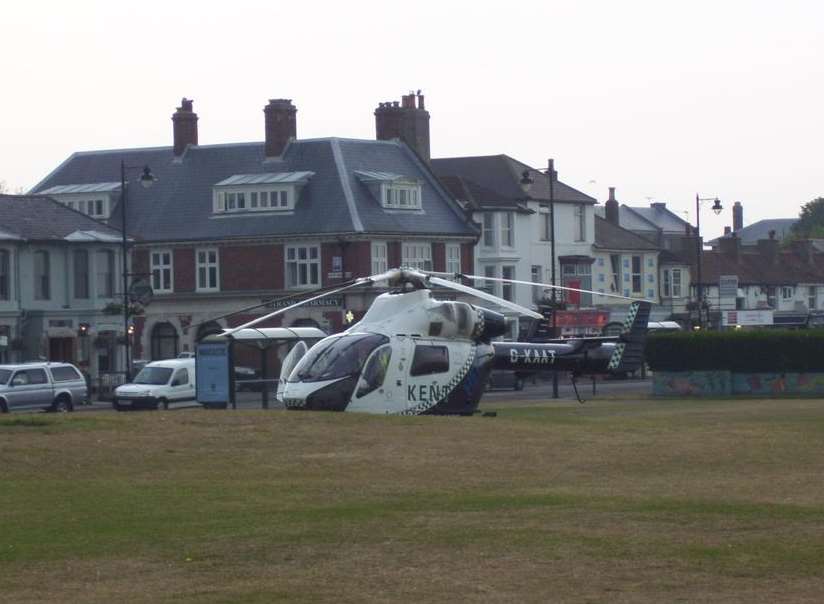 The air ambulance landed on Walmer Green. Picture: Karyn Taylor