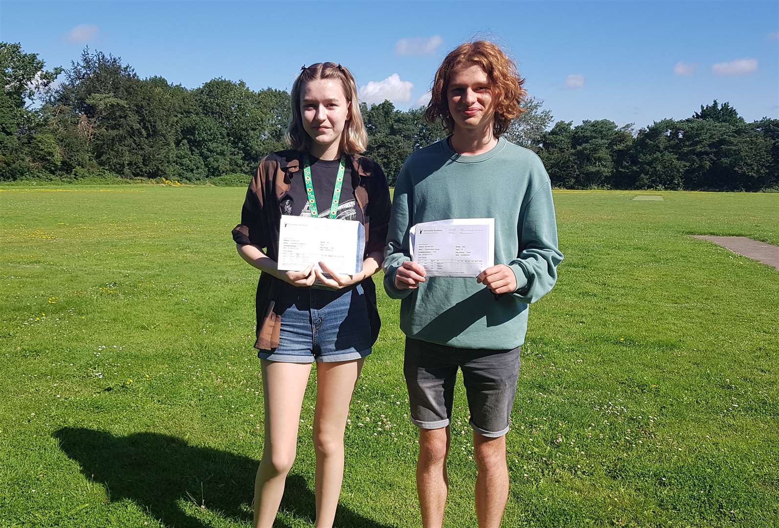 Thomas Elphick and Charlotte Mangold from Cornwallis Academy. Thomas got an A* in sociology, A in biology and A in geography and Charlotte got a Distinction in applied science, B in sociology and a C in English Literature