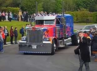 The truck arrives at Barham Crematorium