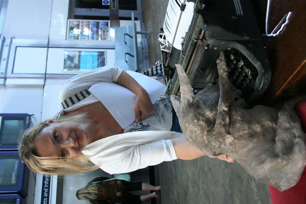 Whitstable artist Clare Beattie and her clay donkey