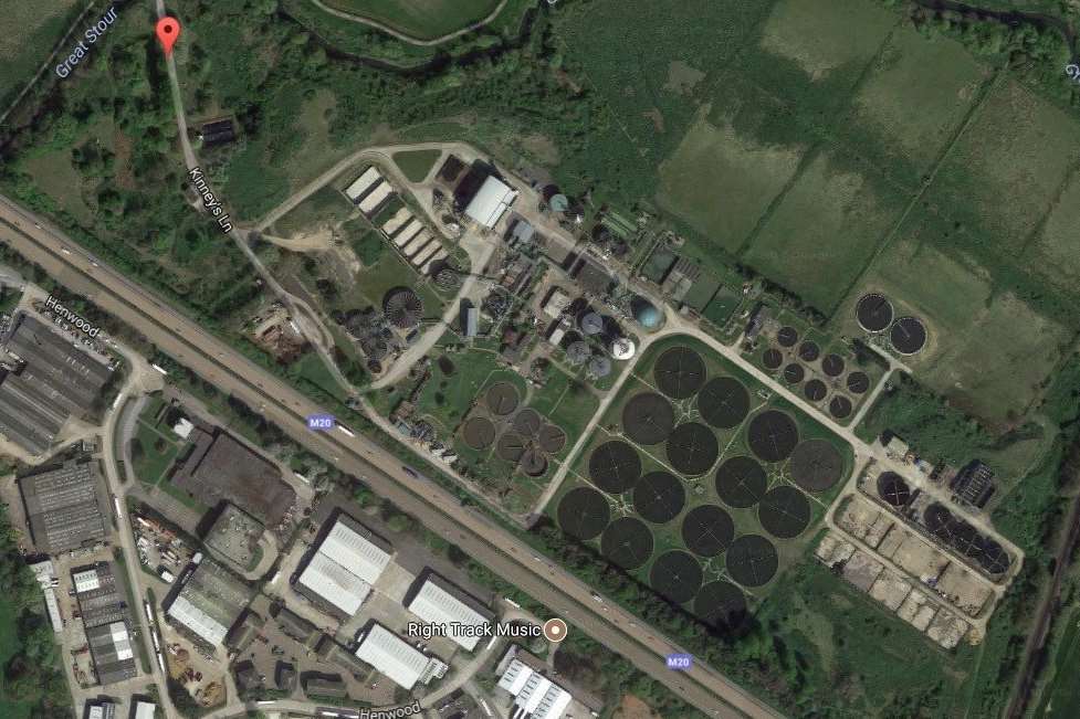 The sewage treatment works in Ashford. Picture from Google