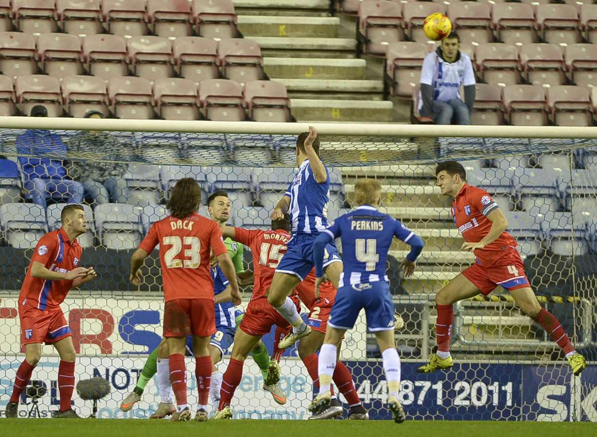 The Gillingham goal comes under attack Picture: Barry Goodwin