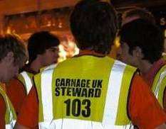 Stewards policed the students during the Carnage event