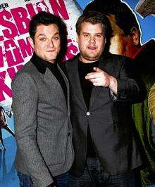 James Corden and Mathew Horne at the premiere of Lesbian Vampire Killers in London. Picture: Yui Mok/PA Photos