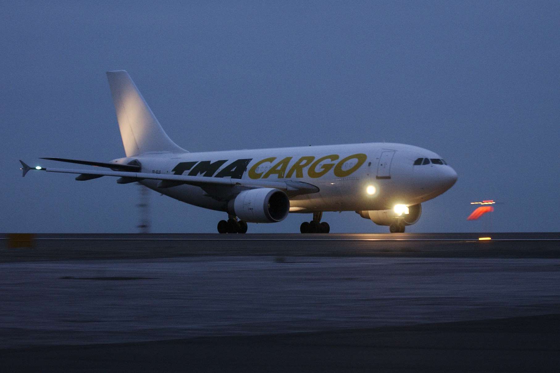 A cargo night flight takes off from Manston airport. Picture: Simon Burchett