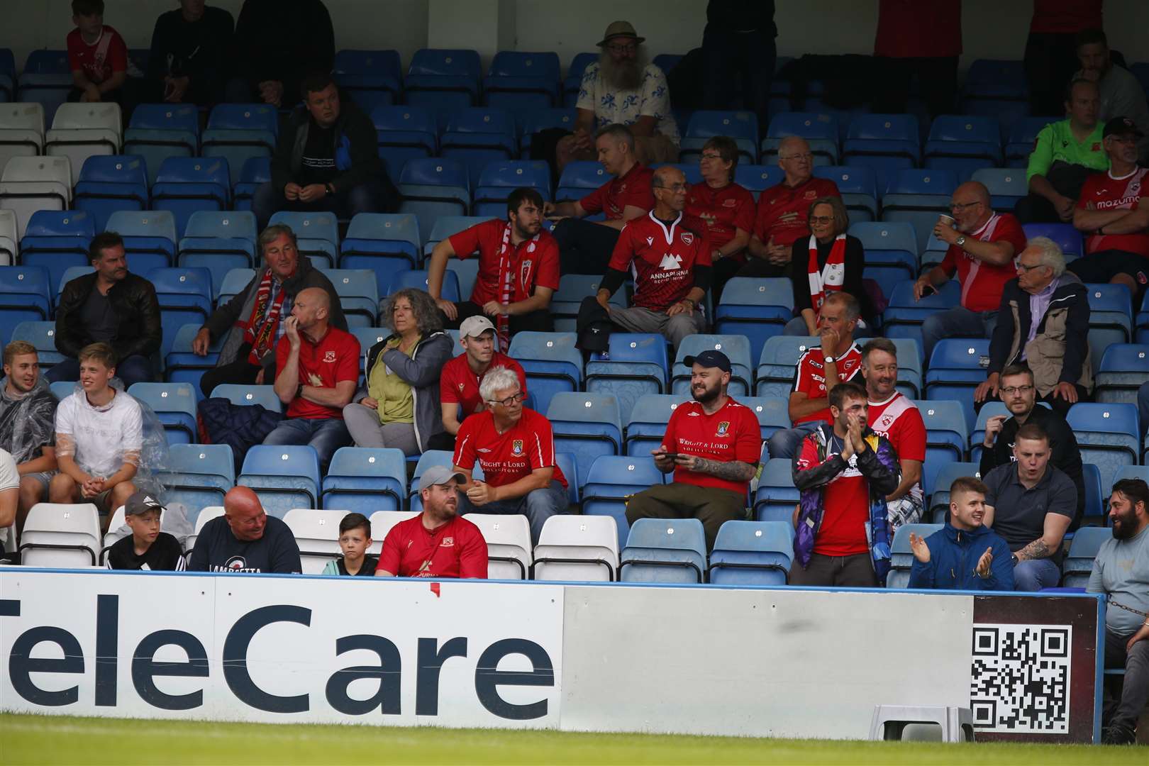 The visiting Morecambe fans at Priestfield. Picture: Andy Jones (50452222)
