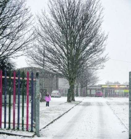 Winter wonderland at Elaine junior school, where pupils had the day off because of problems with the school's heating.. Picture: Keyan Milanian