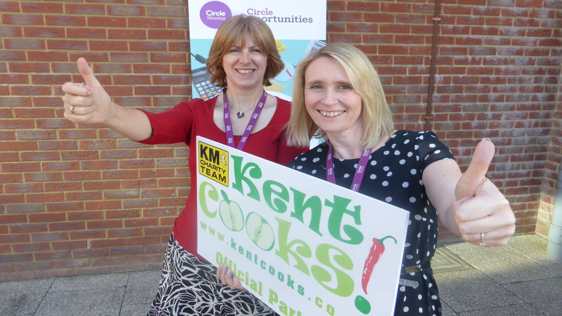 Gail Devries and Anita Cleugh of Circle Housing Russet announce support for KM Kent Cooks 2015.