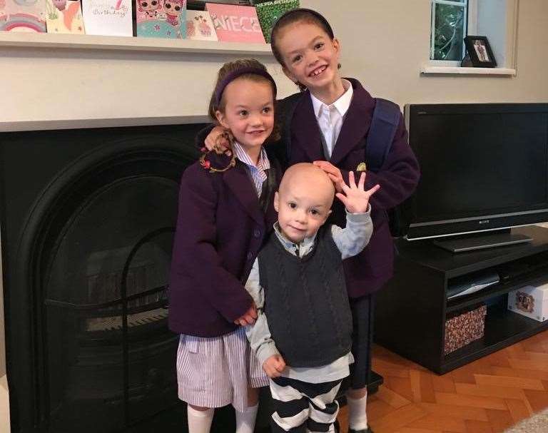 George and his sisters, Beatrice and Alice, in September 2019. Picture: Catherine Baker