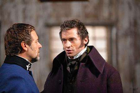 Les Miserables with Russell Crowe as Javert and Hugh Jackman as Jean Valjean. Picture: PA Photo/UPI Media