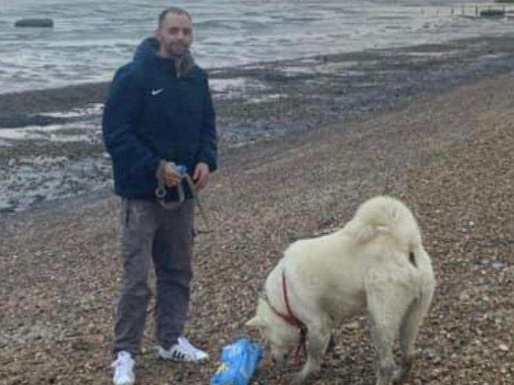 Jack O'Shea when he was reunited with Bam on Seasalter beach, near Whitstable, on Saturday