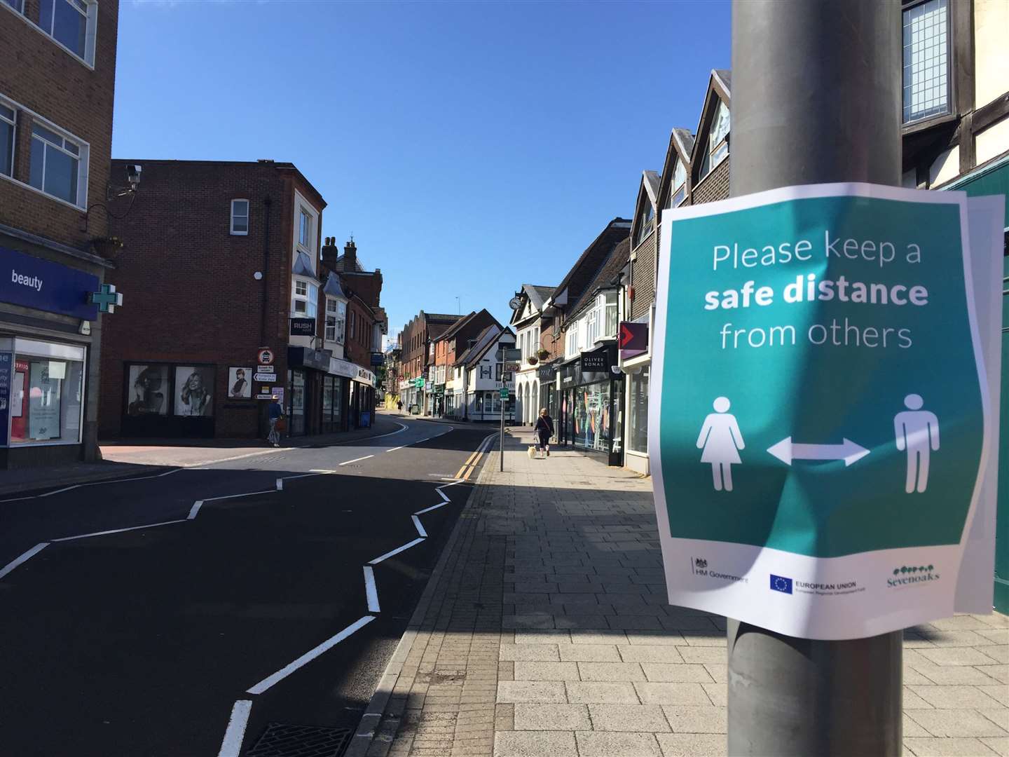 Signs in Sevenoaks as shops reopen for the first time since lockdown began