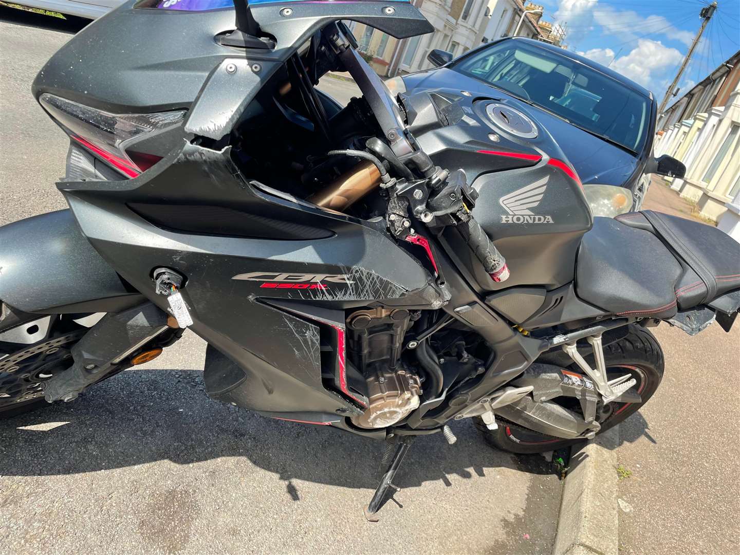 Zara's bike mostly suffered fairing damage