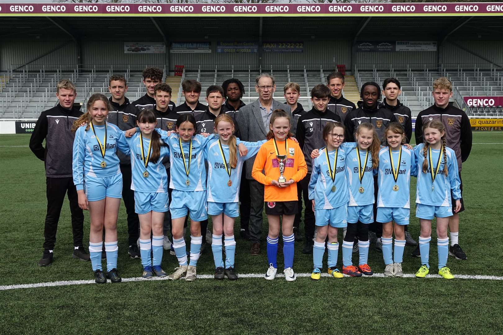 Winners Allington Primary School with Maidstone academy players, who helped run the event Picture: Ian Tucker