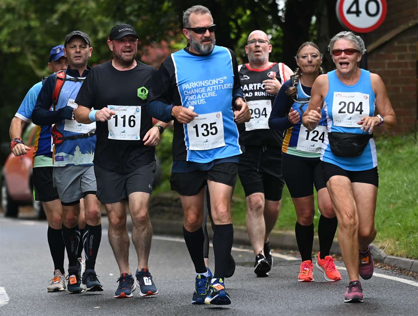Gary Edwards (135) leads this group of runners. Picture: Barry Goodwin (49789807)
