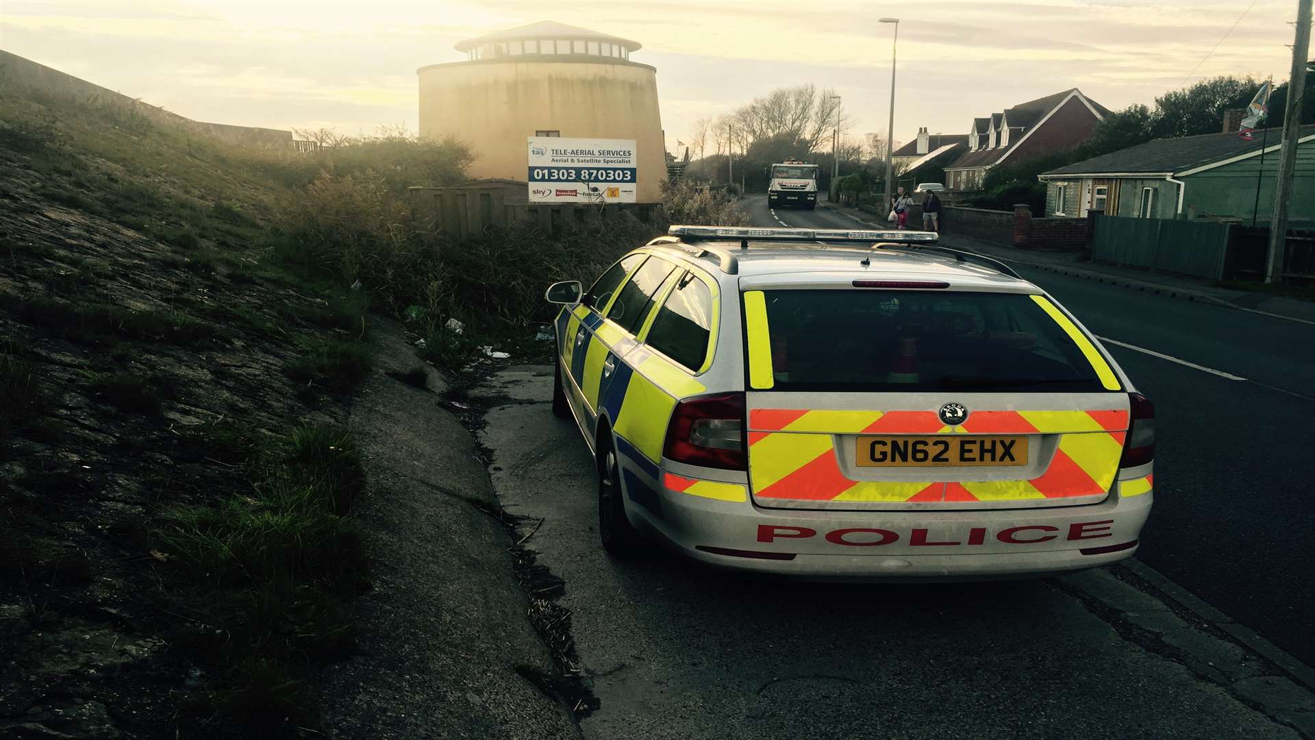 Police at the incident in the sea wall area of Dymchurch
