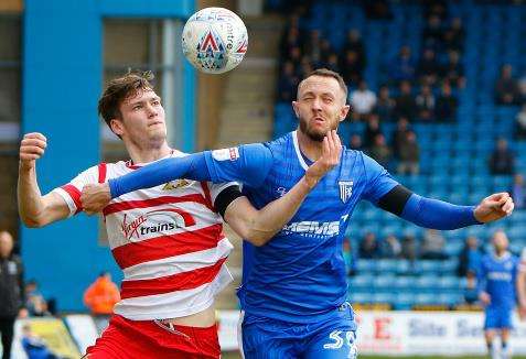 Gills debutant Rhys Murphy in action against Doncaster on Saturday. Picture: Andy Jones